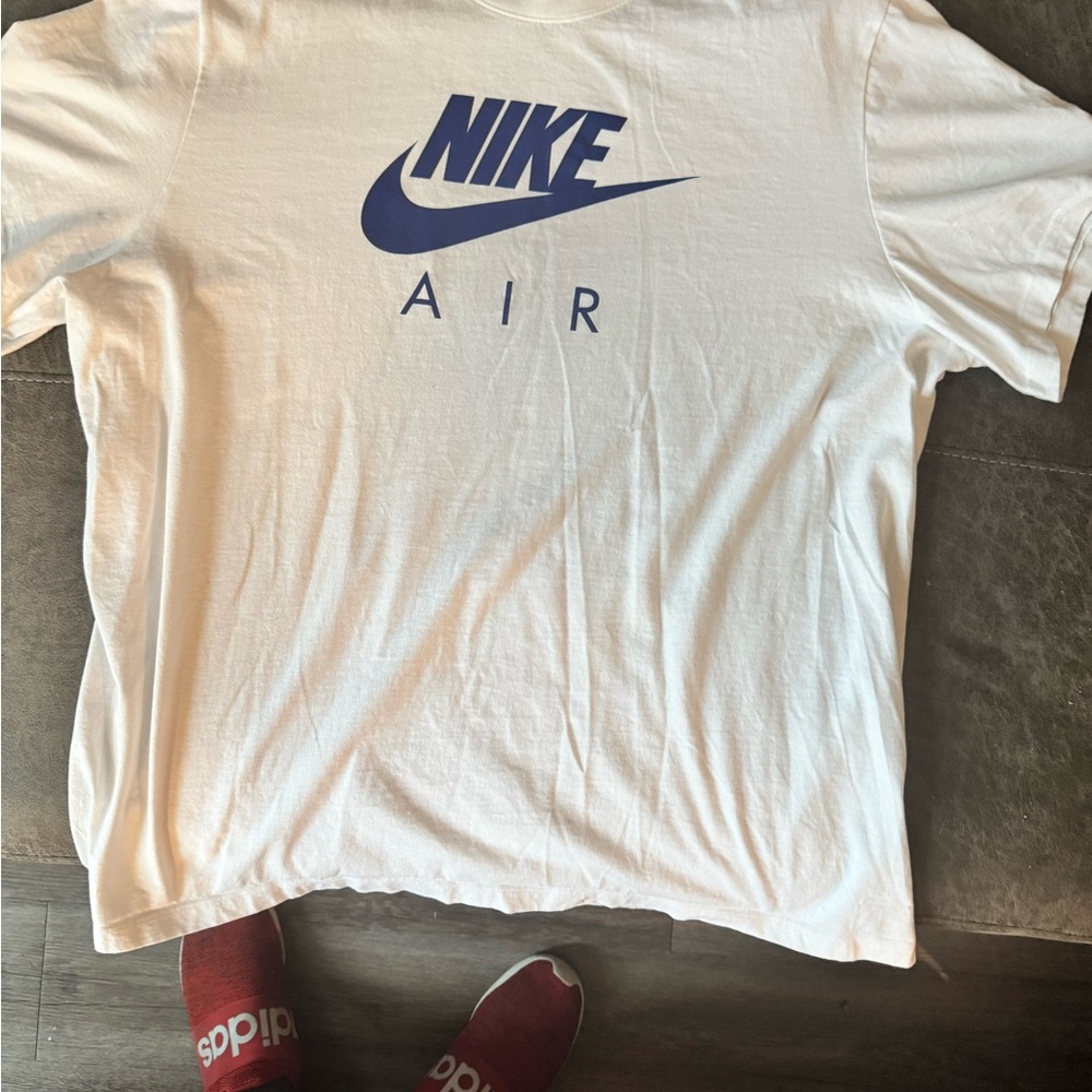 Nike Air White Tee with Blue Logo